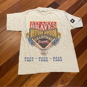 Vintage 1993 Atlanta Braves MLB Western Division Champions T-Shirt Size m
